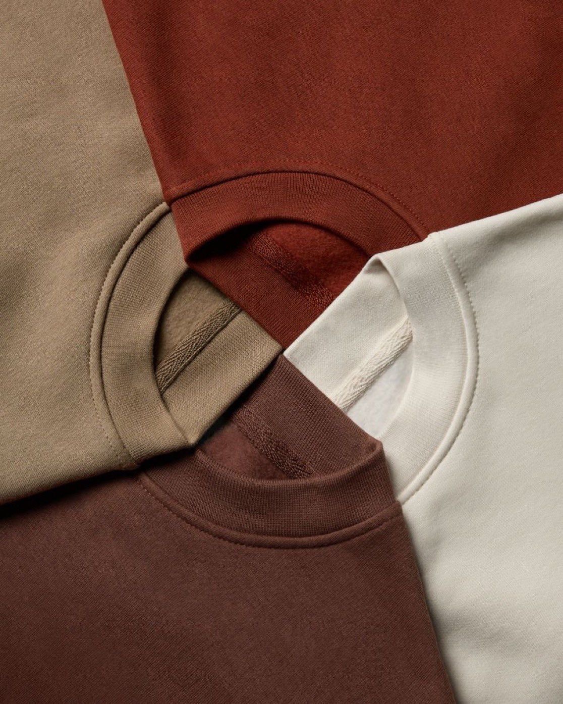 Close-up of fabric and stitching samples in earthy tones