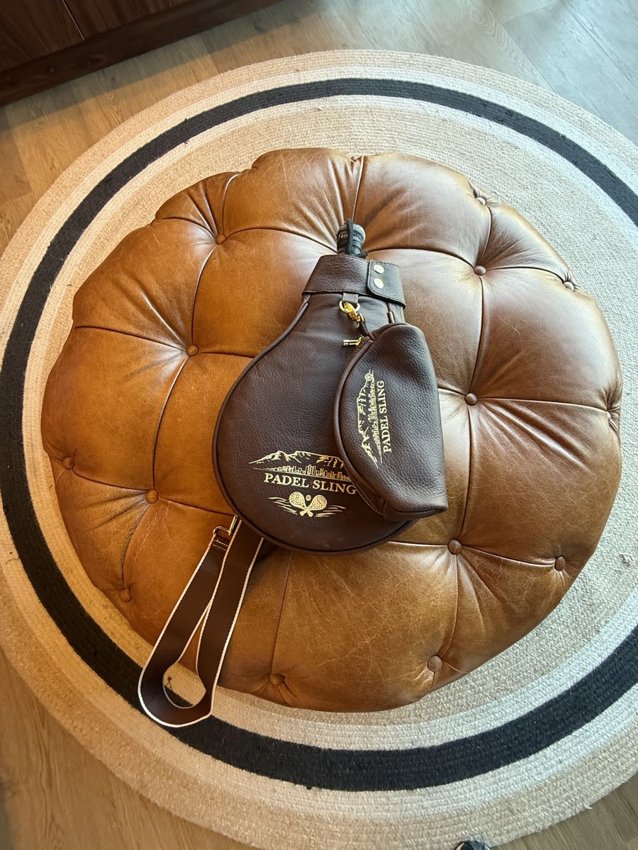 Padel Sling genuine leather padel racket bag with ball pouch, made by Eli & Co