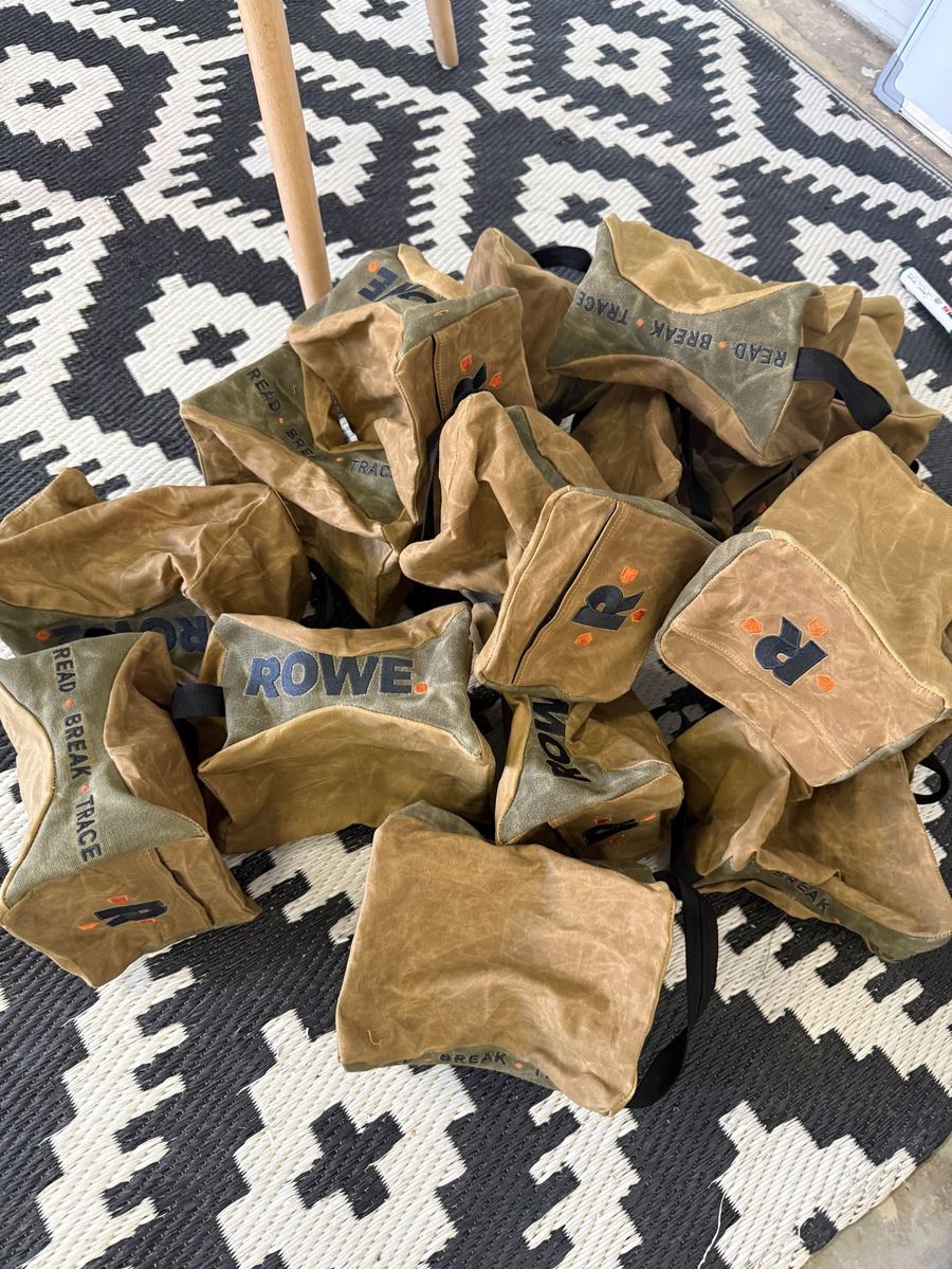 Custom leather and canvas bags made for ROWE Outdoor Adventures